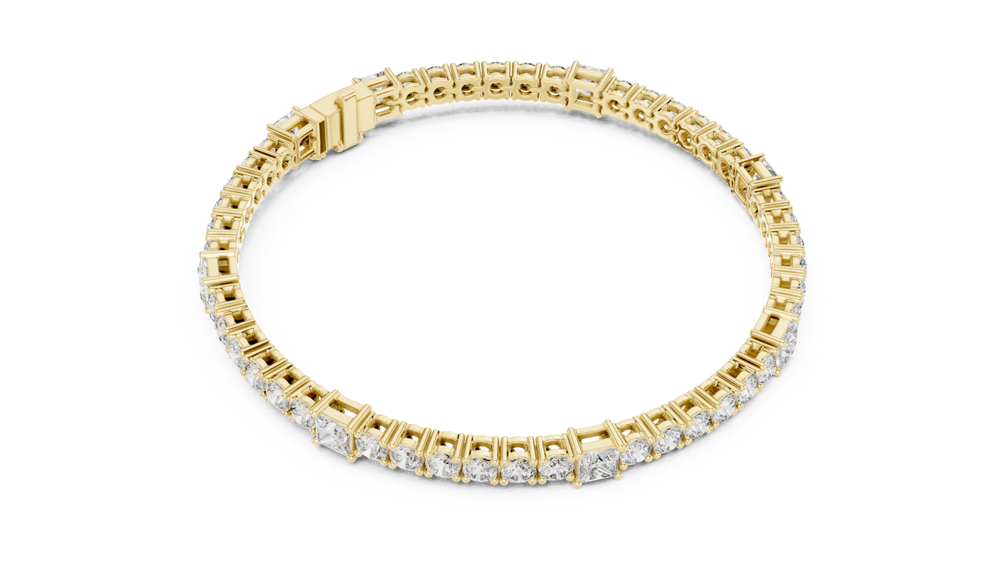 Princess & Round Lab-Grown Diamond Tennis Bracelet in 14K Rose Gold