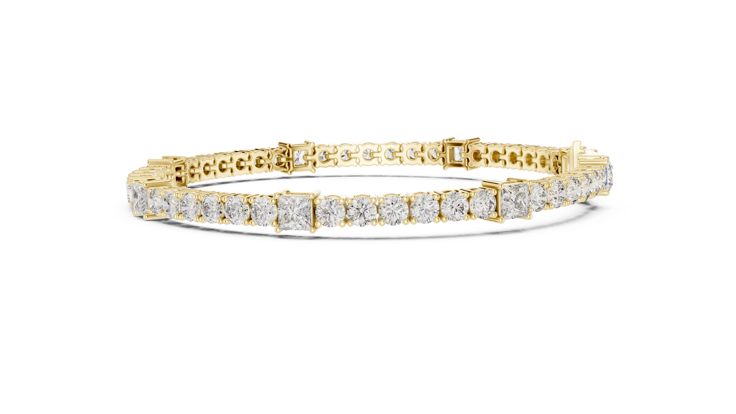 Princess & Round Lab-Grown Diamond Tennis Bracelet in 14K Rose Gold