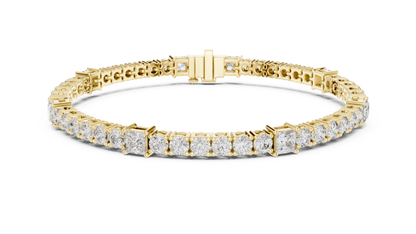 Princess & Round Lab-Grown Diamond Tennis Bracelet in 14K Rose Gold