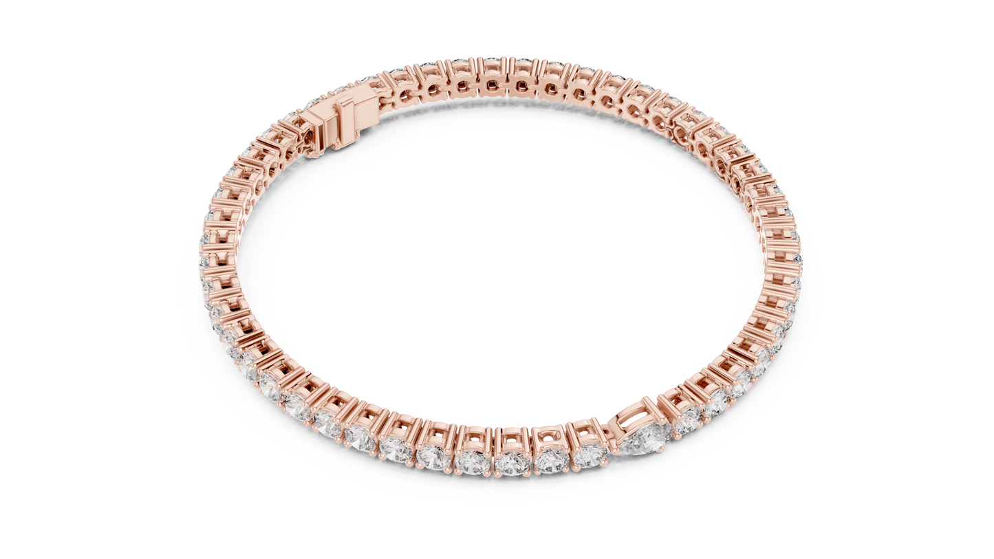 Center 25 Pointer Pear Cut & Round Lab-Grown Diamond Tennis Bracelet
