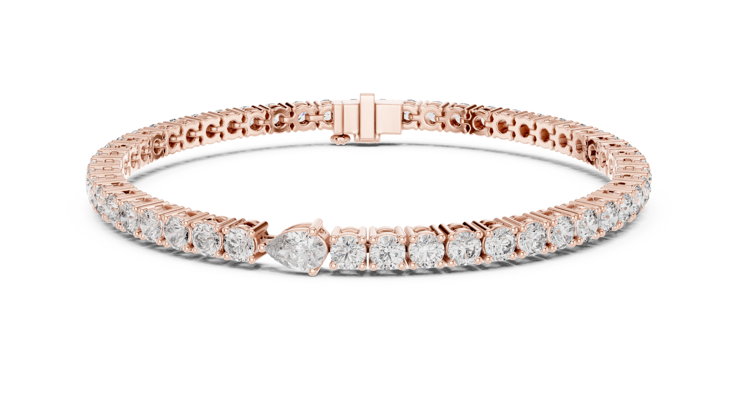 Center 25 Pointer Pear Cut & Round Lab-Grown Diamond Tennis Bracelet