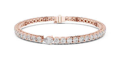 Center 25 Pointer Pear Cut & Round Lab-Grown Diamond Tennis Bracelet