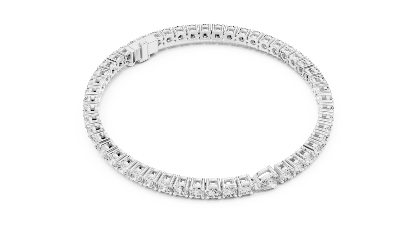 Center 25 Pointer Pear Cut & Round Lab-Grown Diamond Tennis Bracelet