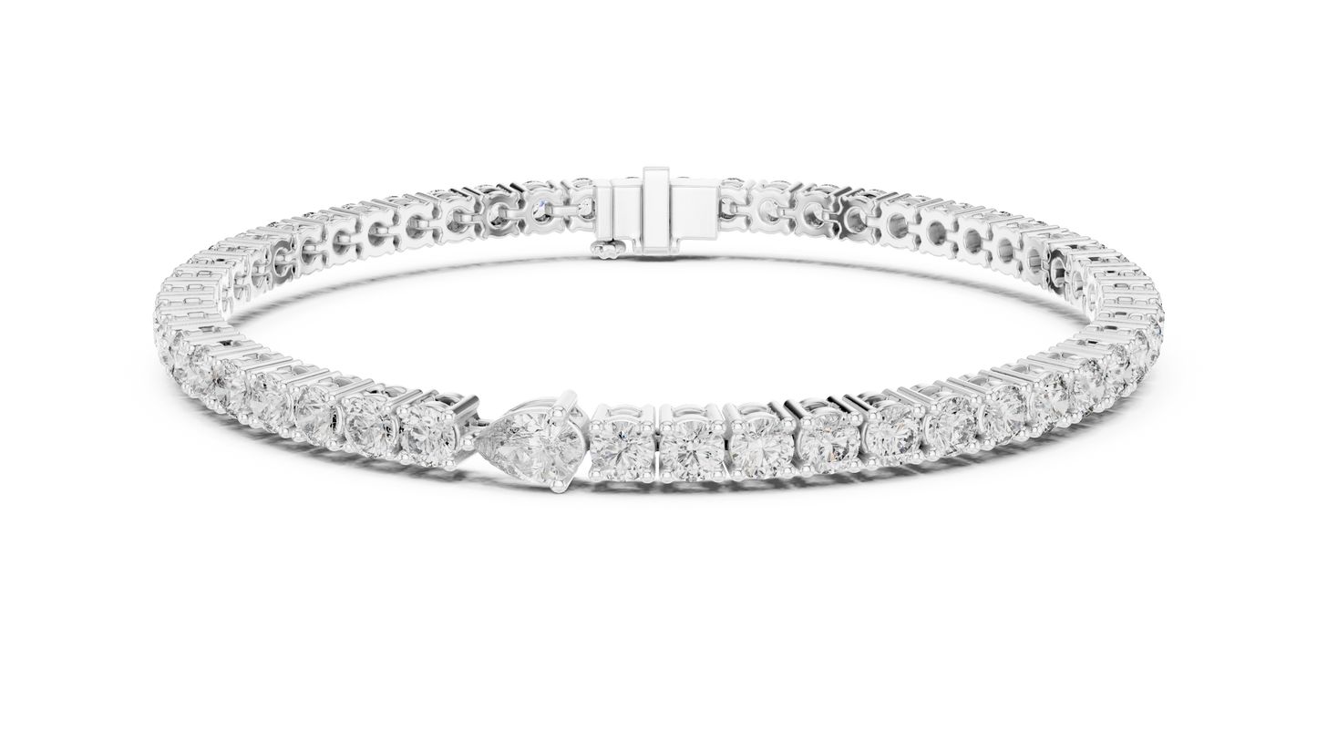 Center 25 Pointer Pear Cut & Round Lab-Grown Diamond Tennis Bracelet
