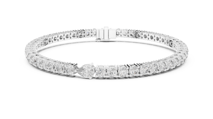 Center 25 Pointer Pear Cut & Round Lab-Grown Diamond Tennis Bracelet
