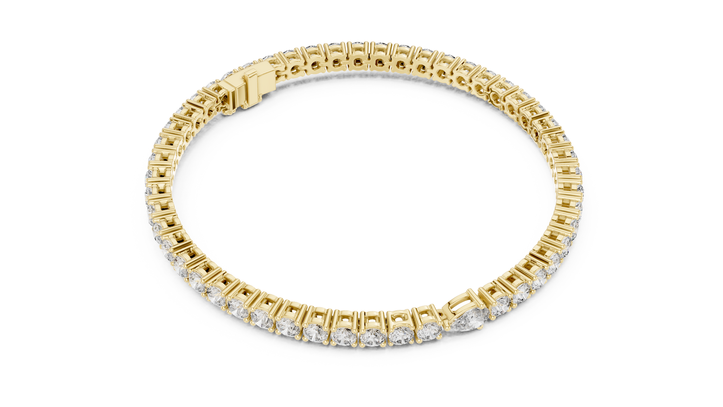 Center 25 Pointer Pear Cut & Round Lab-Grown Diamond Tennis Bracelet