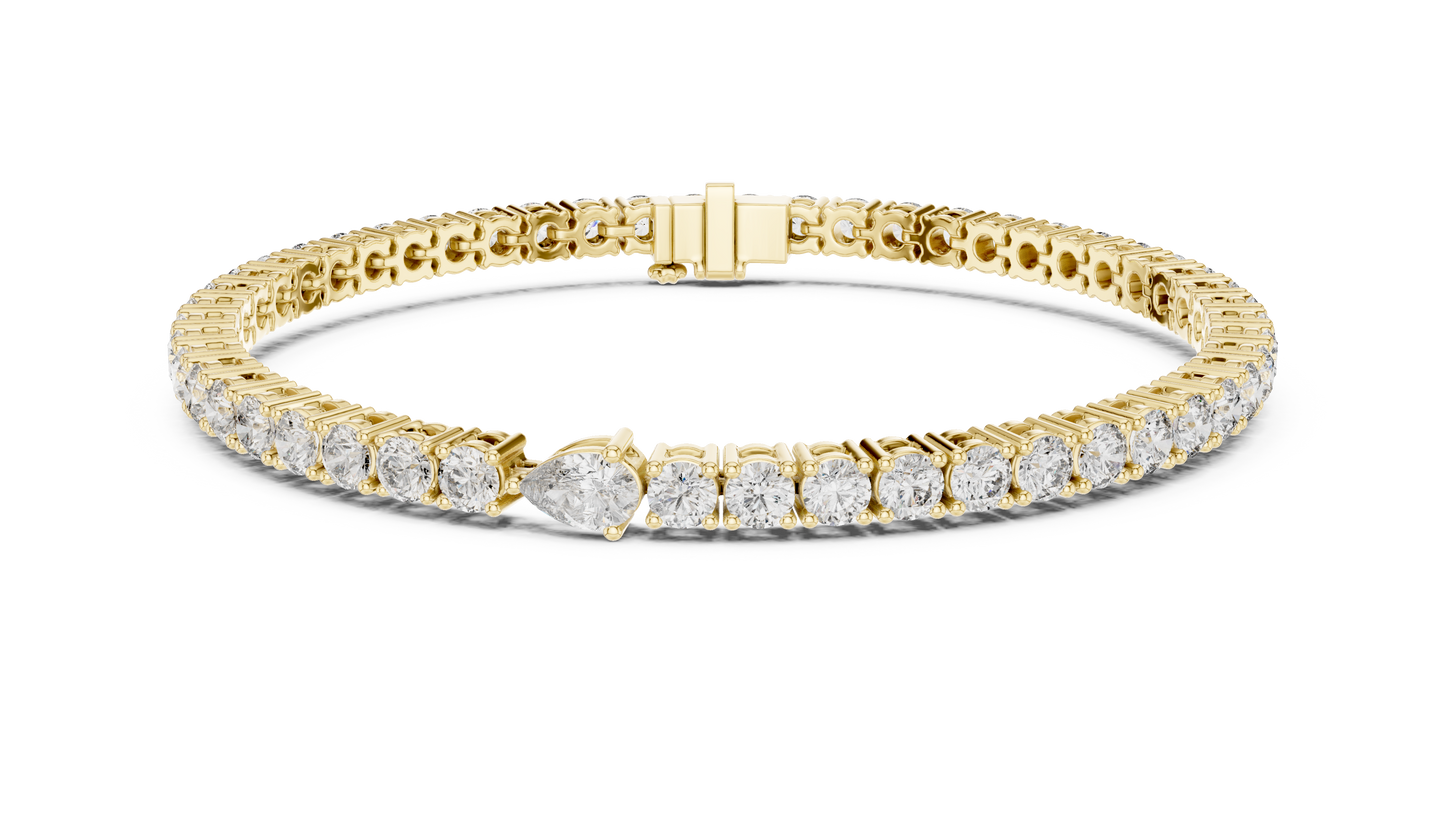Center 25 Pointer Pear Cut & Round Lab-Grown Diamond Tennis Bracelet
