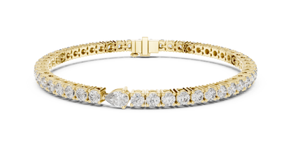 Center 25 Pointer Pear Cut & Round Lab-Grown Diamond Tennis Bracelet