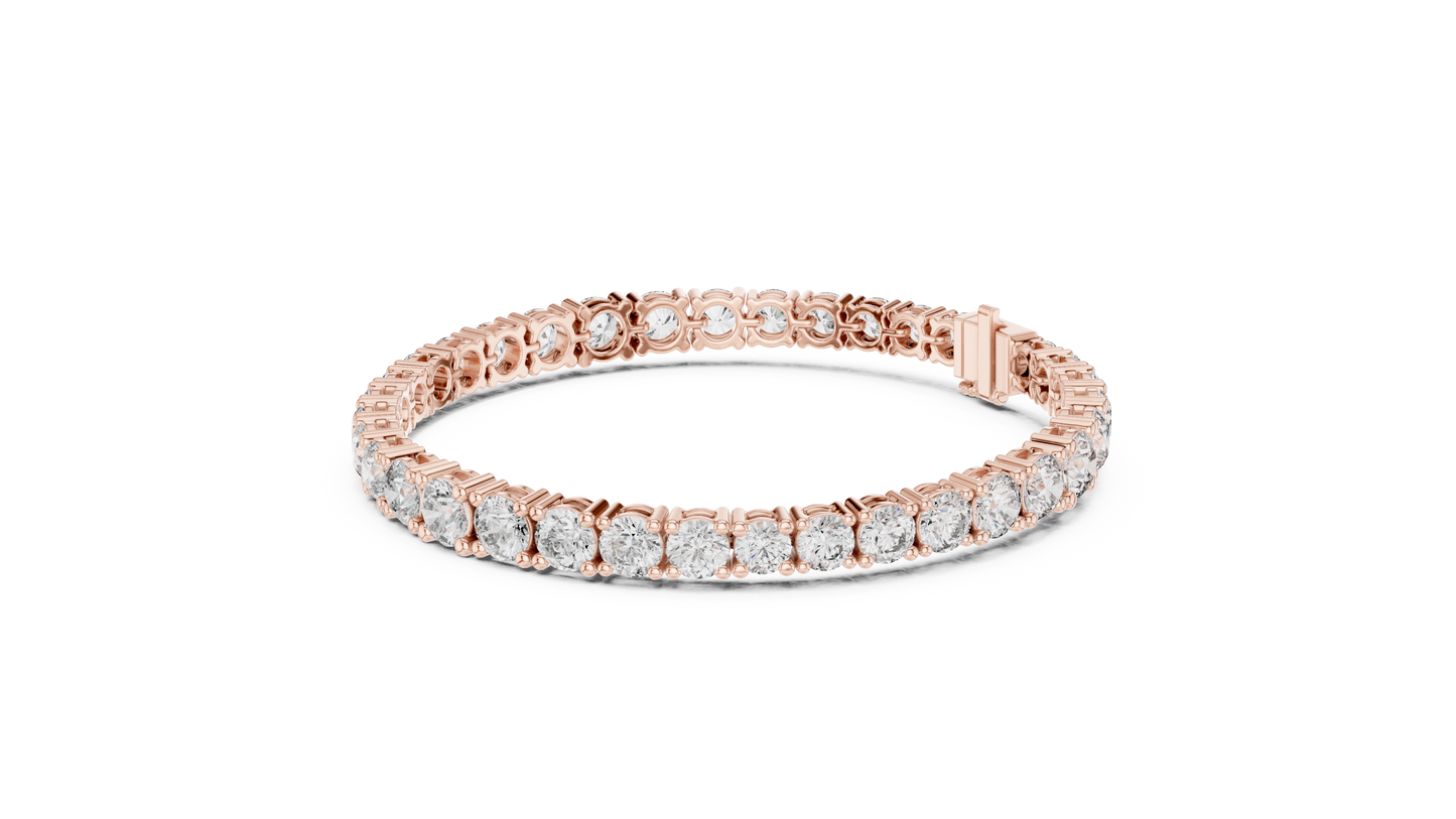 Graduated Round Brilliant Lab Grown Diamond Tennis Bracelet in Yellow Gold