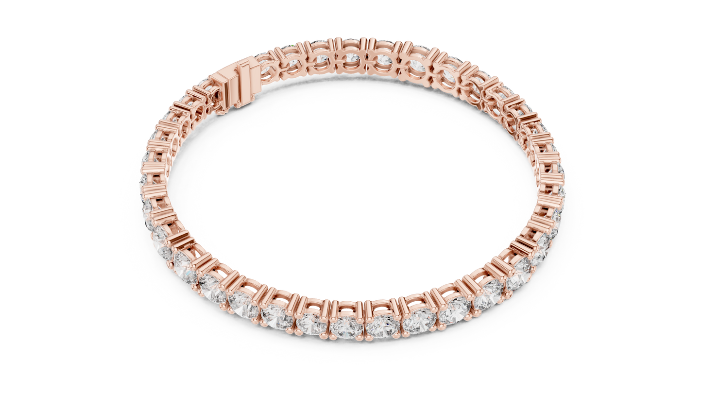 Graduated Round Brilliant Lab Grown Diamond Tennis Bracelet in Yellow Gold