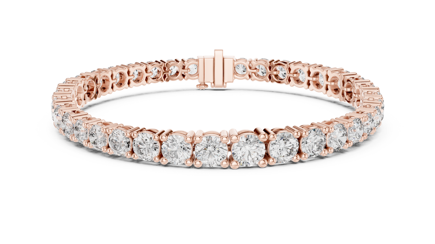 Graduated Round Brilliant Lab Grown Diamond Tennis Bracelet in Yellow Gold