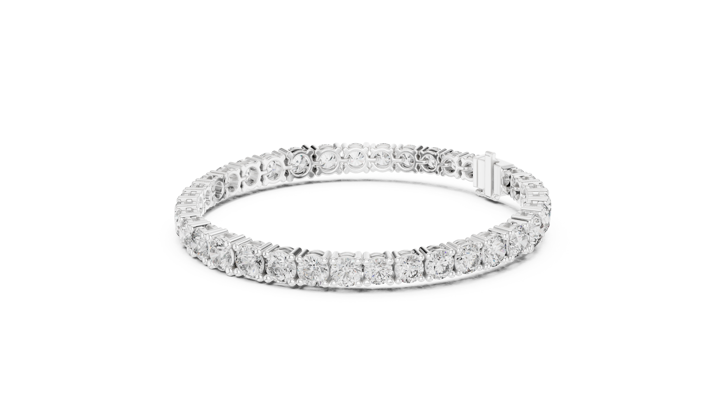 Graduated Round Brilliant Lab Grown Diamond Tennis Bracelet in Yellow Gold