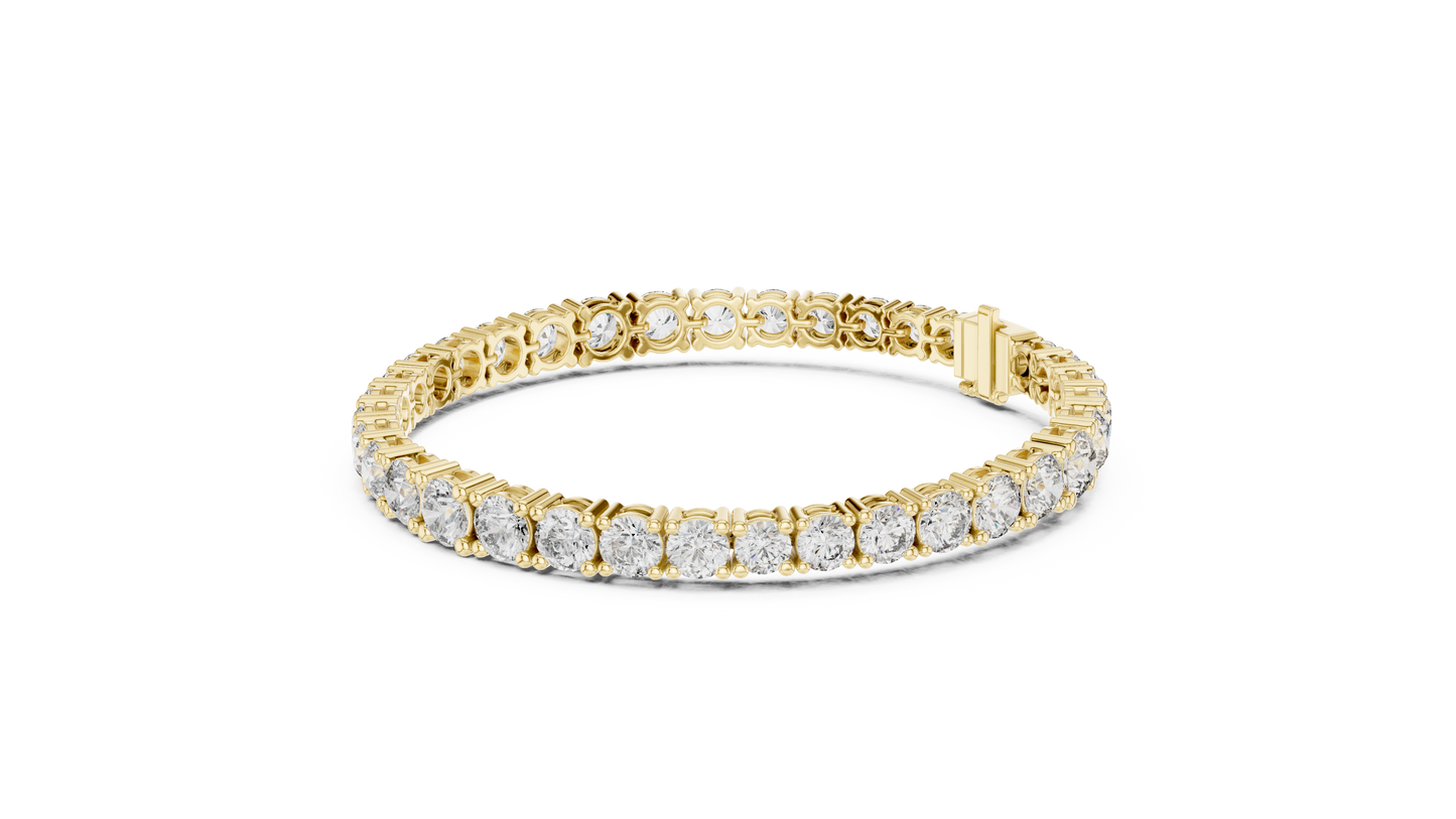 Graduated Round Brilliant Lab Grown Diamond Tennis Bracelet in Yellow Gold