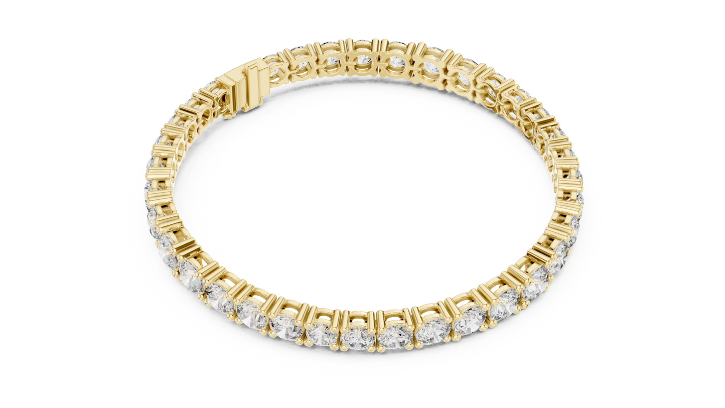 Graduated Round Brilliant Lab Grown Diamond Tennis Bracelet in Yellow Gold