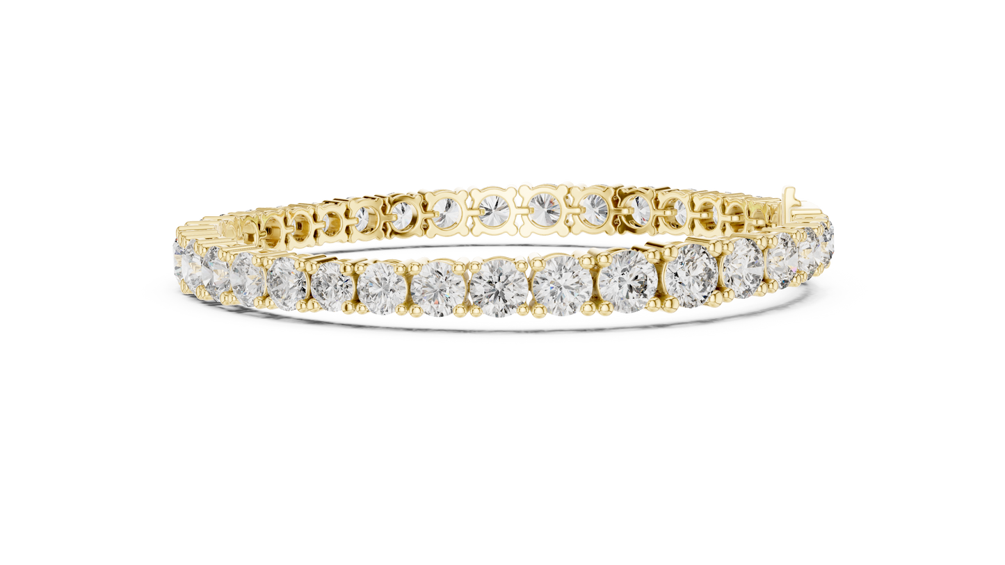 Graduated Round Brilliant Lab Grown Diamond Tennis Bracelet in Yellow Gold
