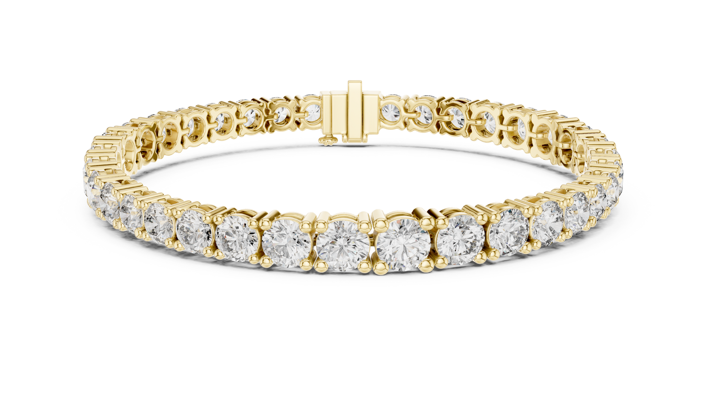 Graduated Round Brilliant Lab Grown Diamond Tennis Bracelet in Yellow Gold