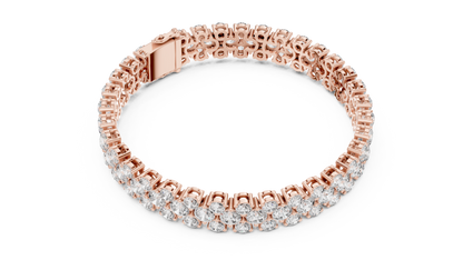 Double Row Round Brilliant Lab Grown Diamond Cluster Bracelet in Rose Gold