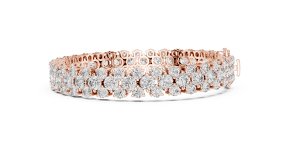 Double Row Round Brilliant Lab Grown Diamond Cluster Bracelet in Rose Gold