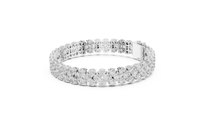 Double Row Round Brilliant Lab Grown Diamond Cluster Bracelet in Rose Gold
