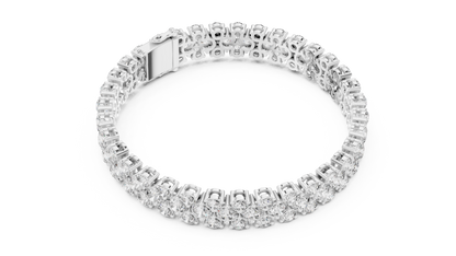 Double Row Round Brilliant Lab Grown Diamond Cluster Bracelet in Rose Gold
