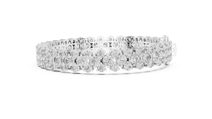 Double Row Round Brilliant Lab Grown Diamond Cluster Bracelet in Rose Gold