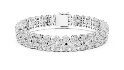 Double Row Round Brilliant Lab Grown Diamond Cluster Bracelet in Rose Gold