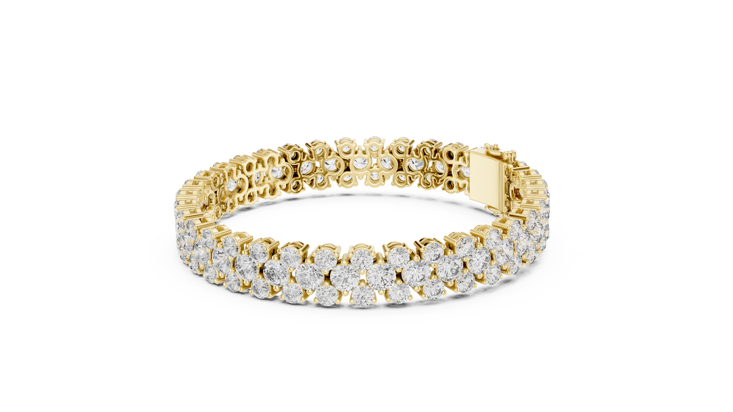Double Row Round Brilliant Lab Grown Diamond Cluster Bracelet in Rose Gold