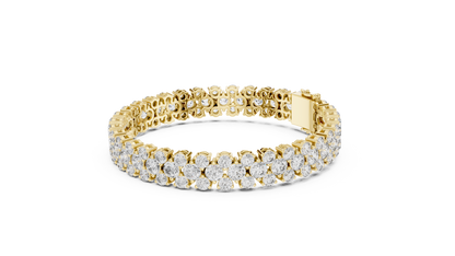 Double Row Round Brilliant Lab Grown Diamond Cluster Bracelet in Rose Gold
