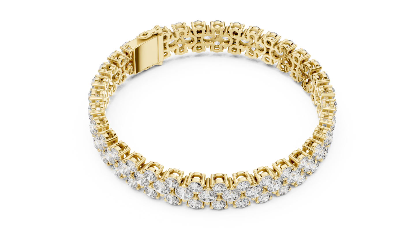 Double Row Round Brilliant Lab Grown Diamond Cluster Bracelet in Rose Gold
