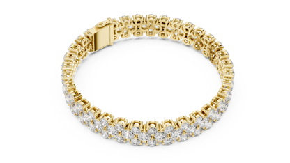 Double Row Round Brilliant Lab Grown Diamond Cluster Bracelet in Rose Gold