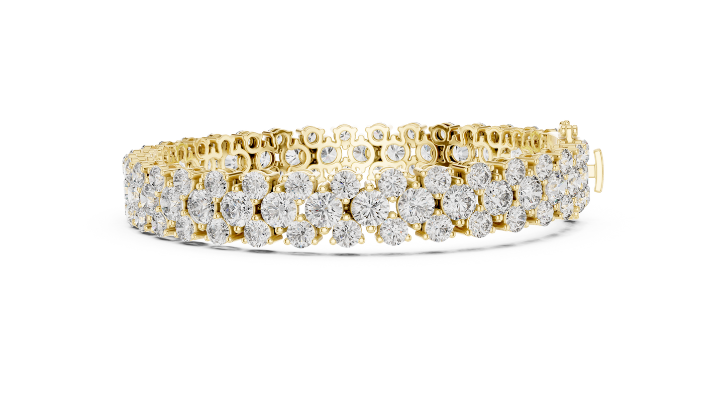 Double Row Round Brilliant Lab Grown Diamond Cluster Bracelet in Rose Gold