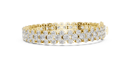Double Row Round Brilliant Lab Grown Diamond Cluster Bracelet in Rose Gold