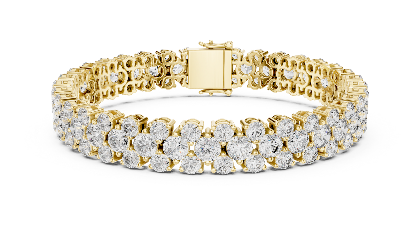 Double Row Round Brilliant Lab Grown Diamond Cluster Bracelet in Rose Gold