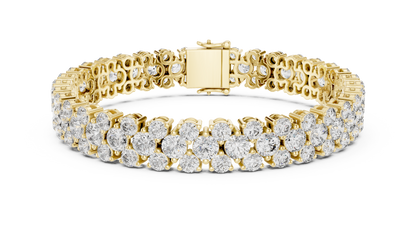 Double Row Round Brilliant Lab Grown Diamond Cluster Bracelet in Rose Gold