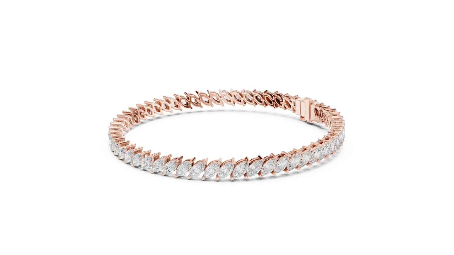 15 Pointer Marquise Cut Lab Grown Diamond Tennis Bracelet in Yellow Gold