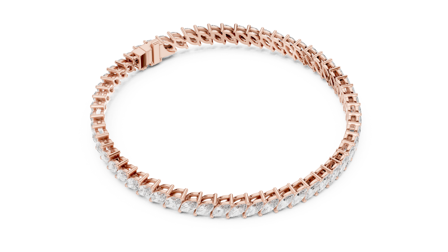 15 Pointer Marquise Cut Lab Grown Diamond Tennis Bracelet in Yellow Gold