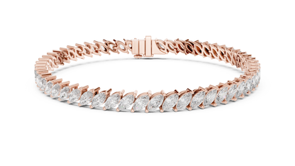 15 Pointer Marquise Cut Lab Grown Diamond Tennis Bracelet in Yellow Gold