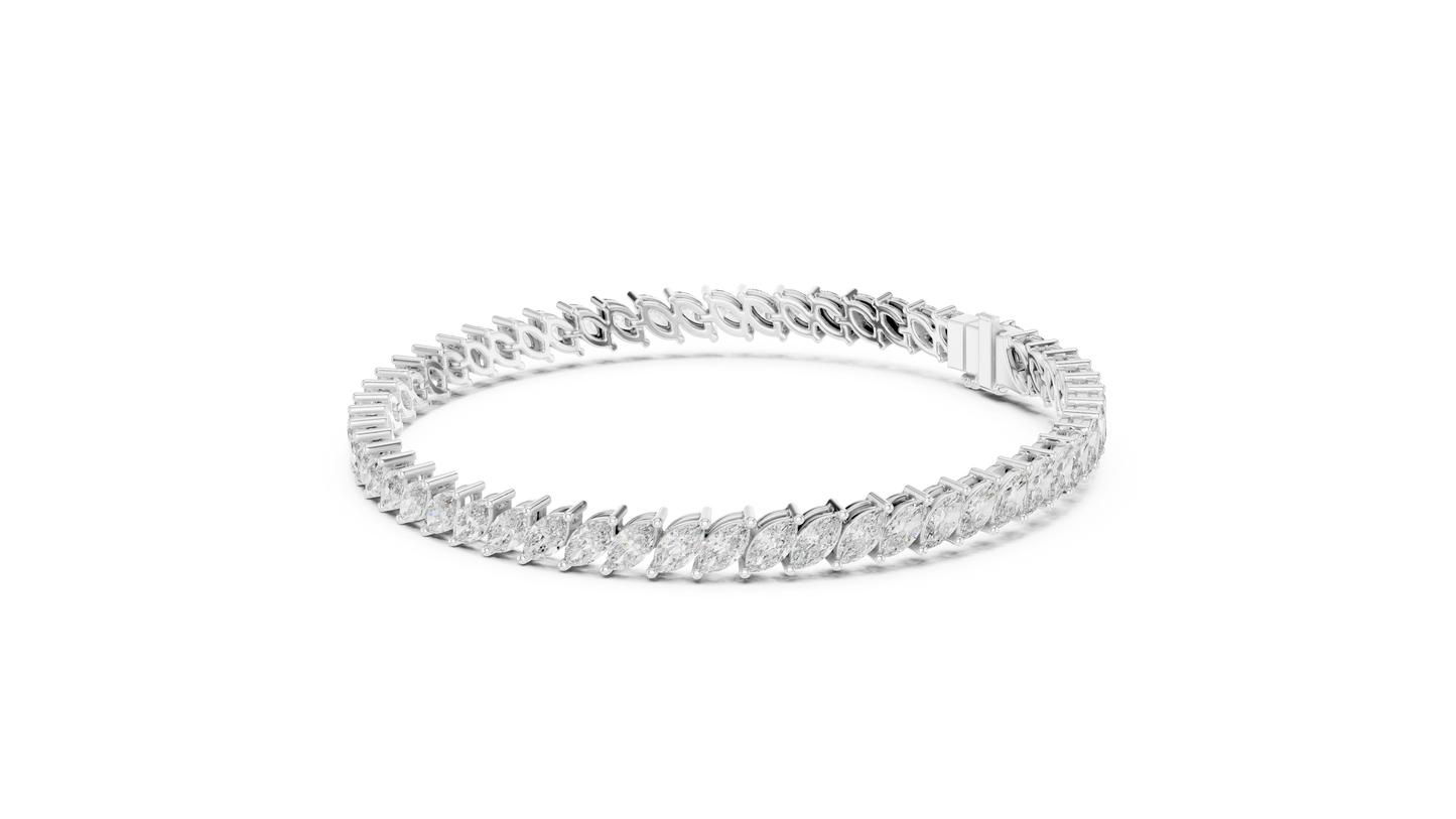 15 Pointer Marquise Cut Lab Grown Diamond Tennis Bracelet in Yellow Gold