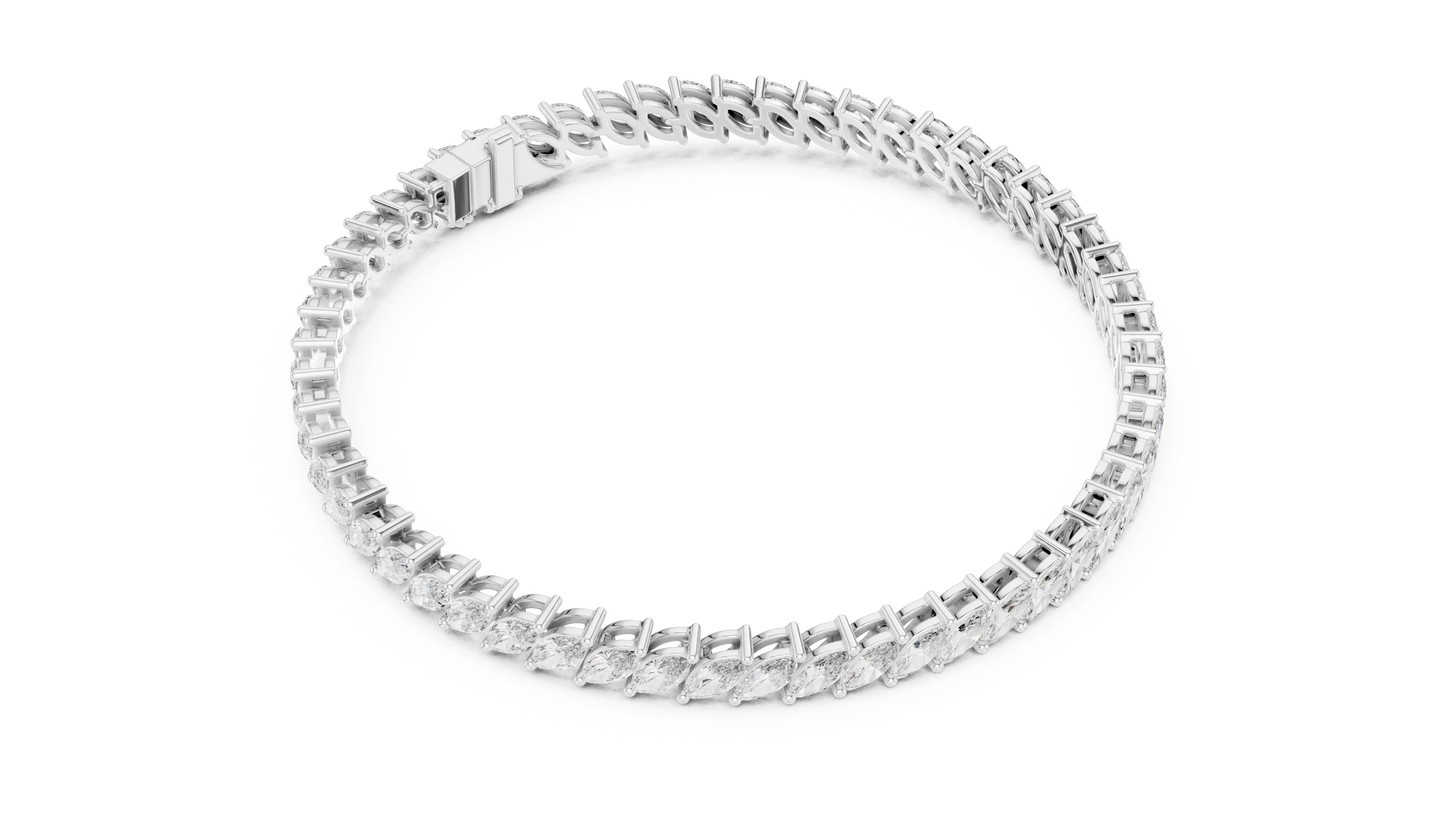 15 Pointer Marquise Cut Lab Grown Diamond Tennis Bracelet in Yellow Gold