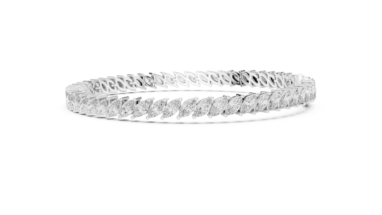 15 Pointer Marquise Cut Lab Grown Diamond Tennis Bracelet in Yellow Gold