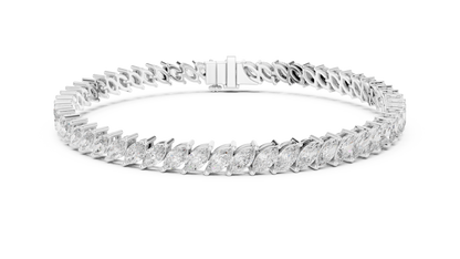 15 Pointer Marquise Cut Lab Grown Diamond Tennis Bracelet in Yellow Gold