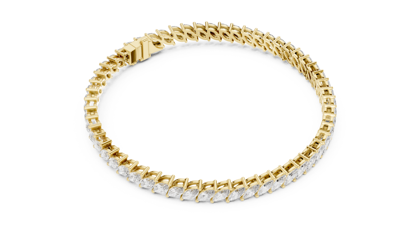 15 Pointer Marquise Cut Lab Grown Diamond Tennis Bracelet in Yellow Gold