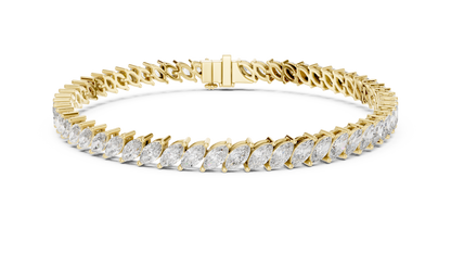 15 Pointer Marquise Cut Lab Grown Diamond Tennis Bracelet in Yellow Gold