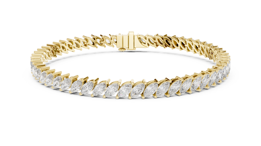 15 Pointer Marquise Cut Lab Grown Diamond Tennis Bracelet in Yellow Gold