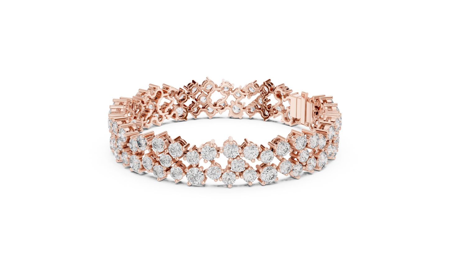 Round Lab-Grown Diamond Cluster  Bracelet in Rose Gold