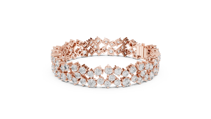 Round Lab-Grown Diamond Cluster  Bracelet in Rose Gold