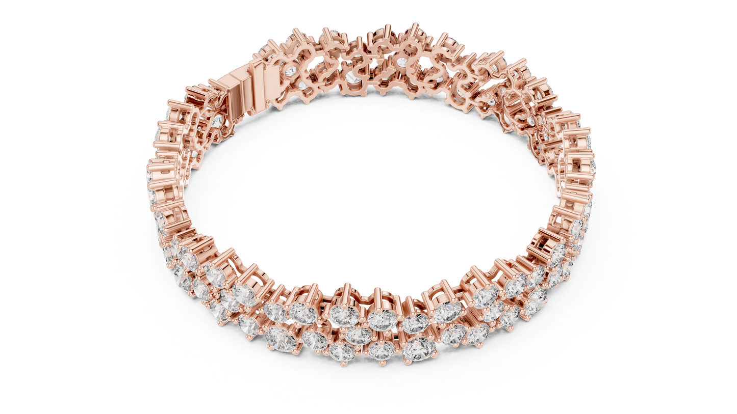 Round Lab-Grown Diamond Cluster  Bracelet in Rose Gold