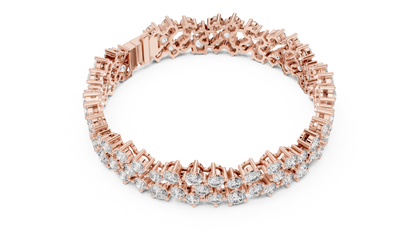 Round Lab-Grown Diamond Cluster  Bracelet in Rose Gold