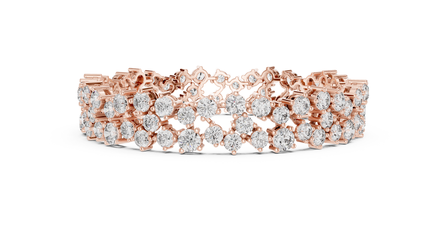 Round Lab-Grown Diamond Cluster  Bracelet in Rose Gold