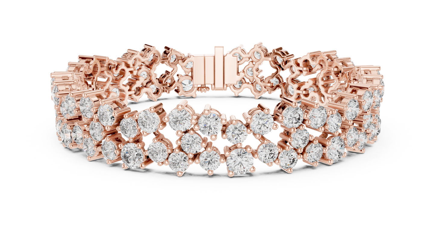Round Lab-Grown Diamond Cluster  Bracelet in Rose Gold